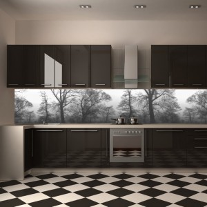 Agatonstudio prezentuje fototapetę do kuchni, które poprawi wystrój i klimat Twojej kuchni. Czarno biały obraz jesiennego parku nie tylko przykuwa uwagę co dodaje niesamowitej atmosfery wnętrzu. 