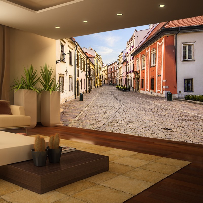 Fototapety z uliczką na optycznie większe wnętrze